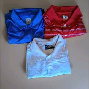 Lot of 3 Callaway Polos. 2 Opti-Dri 1 C-tech Size L (Blue, Red, White)